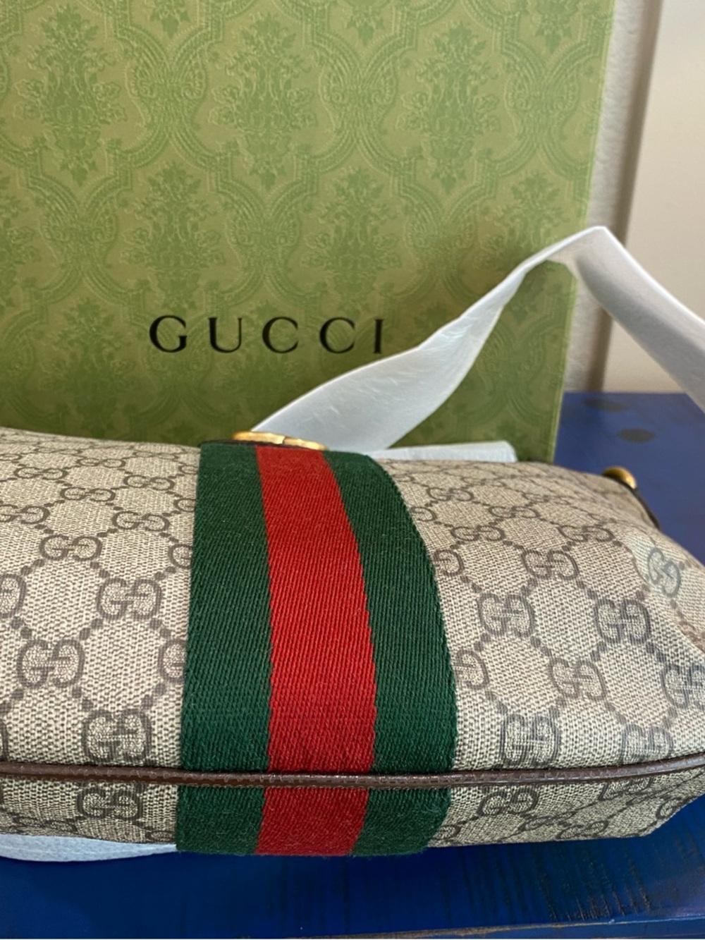 Authentically Beautiful - Gucci Ophidia GG (Small) Shoulder Bag with Stripe - Picture 5 of 13